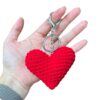 Wholesale Handmade crochet colored yarn heart-shaped keychain
