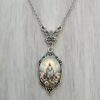 Wholesale Oval portrait flower glass pendant necklace