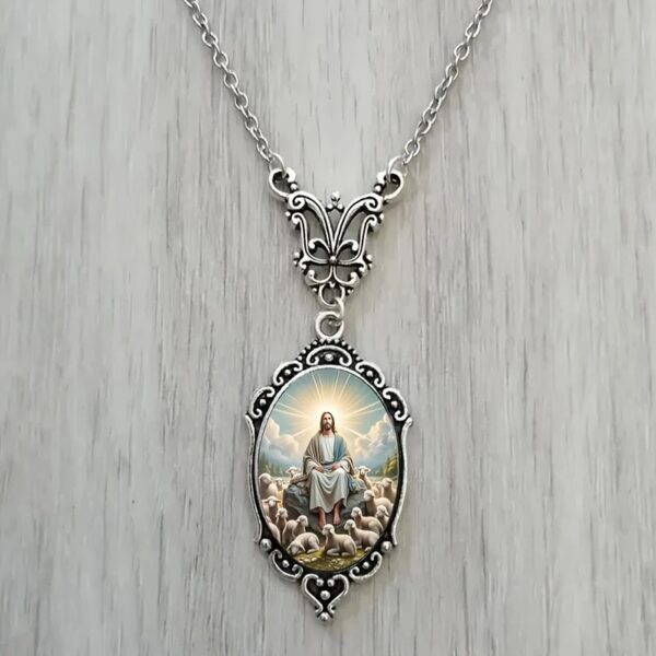 Wholesale Oval portrait flower glass pendant necklace