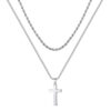 O1CN014CozSn1xvncZQPbJE_2208907706506-0-cib Wholesale Snake bone chain double layered cross pendant titanium steel necklace