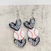 Wholesale Football Love Leopard Pattern Baseball Football Basketball Printed Acrylic Earrings