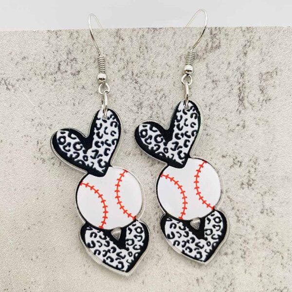 Wholesale Football Love Leopard Pattern Baseball Football Basketball Printed Acrylic Earrings