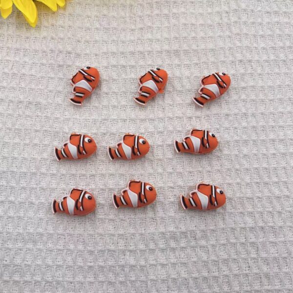 Wholesale 10pcs 3D Cute Fish Silicone Beads Can Be DIY Beads
