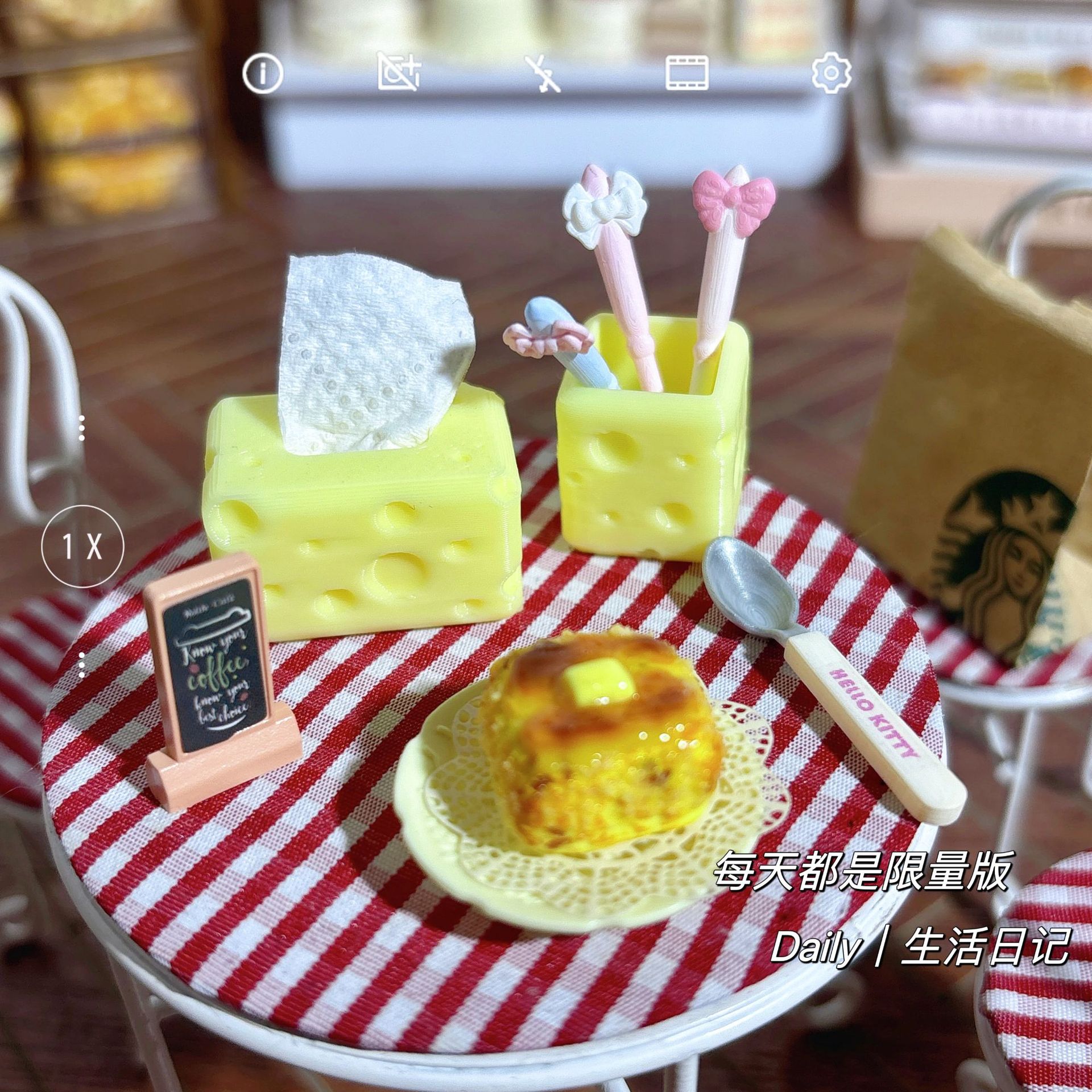 Wholesale Mini Cheese Tissue Box Pen Holder Miniature Scene Doll Aessories