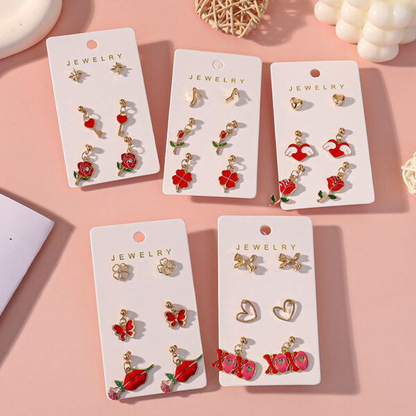 Wholesale Valentine's Day Rose Red Lips Earring Set