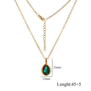 Oval necklace dark green / Chain length 45 5[7.35g]