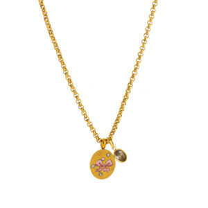 Pink bow necklace (with zircon)