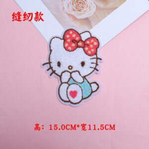 Towel embroidered kt cat cloth patch---------Glue-free