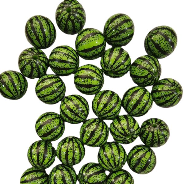 Wholesale 5pcs 20MM Acrylic Green Watermelon Print Beads