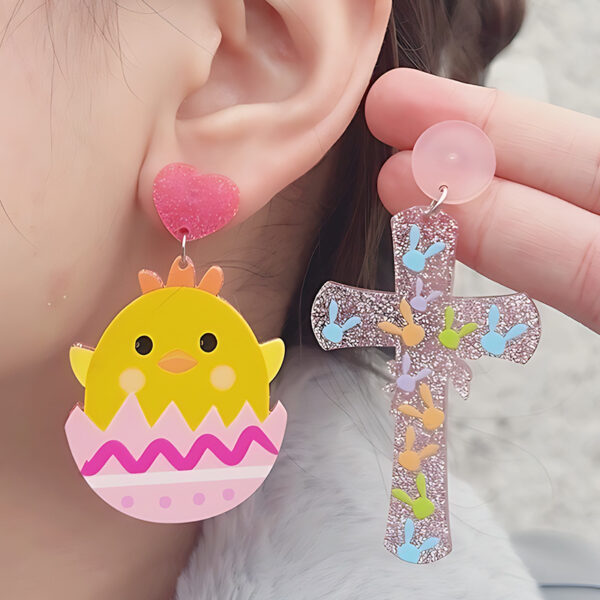 Wholesale Cross-border Easter new rabbit acrylic earrings ear studs letter flower colorful egg simple personalized ear jewelry for women