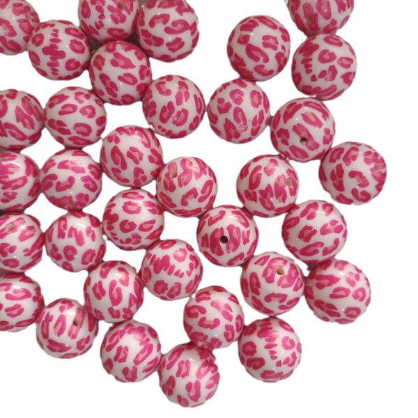 Wholesale 5pcs 20MM Acrylic Rose Red Leopard Print Beads