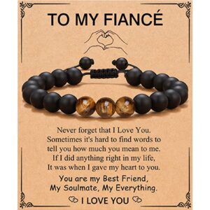 Fiance card + tiger eye stone black frosted bracelet