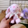 Wholesale Cute floral bow hanging ear rabbit plush cartoon keychain