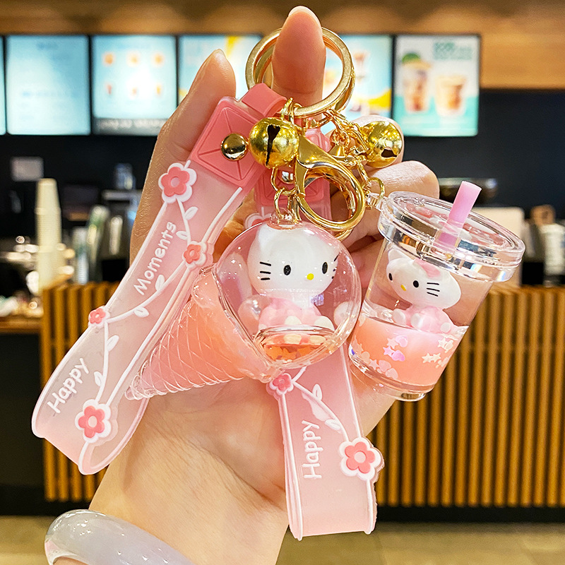 Wholesale Exquisite Cute Cat Oil-in-quicksand Chilen's Schoolbag Keychain OLY Exclusive