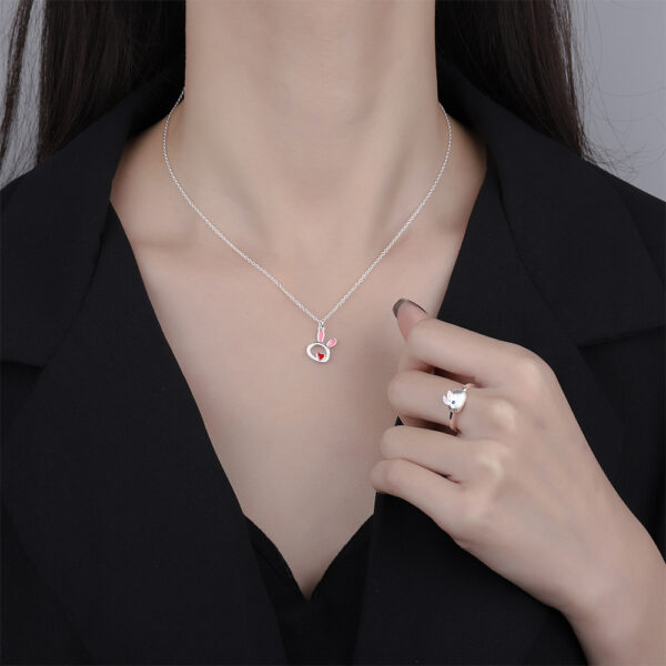 Wholesale Rabbit Love Hollow Drop Glue Necklace