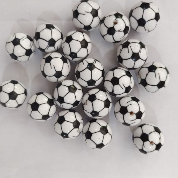 Wholesale 5pcs 20MM Football Printed Beads