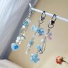Wholesale Blue Sparkling Pink Love Flower Bow Keychain