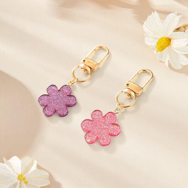 Wholesale Colorful resin glitter flower petal series keychain