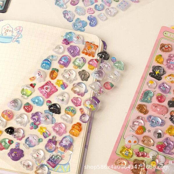 Wholesale 3D Embossed Stickers Cartoon Stereo Hollow Crystal Diamond Children's Decorative Stickers Cute Girl Japanese Style