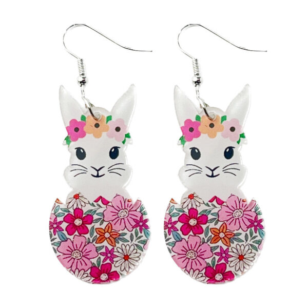 Wholesale Easter Cute Rabbit Flower Easter Egg Acrylic Earrings
