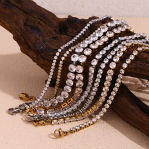 2mm zircon chain bracelet-Gold