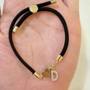 Black rope zircon letter bracelet—d