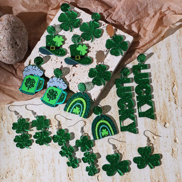 Wholesale Green shamrock St. Patrick's Day earrings