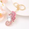 Wholesale Seahorse marine animal diamond studded metal keychain