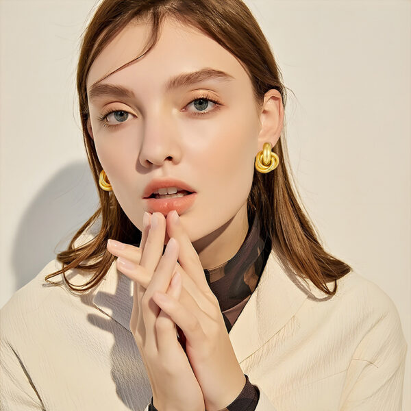 Wholesale Electroplated geometric multi circle earrings