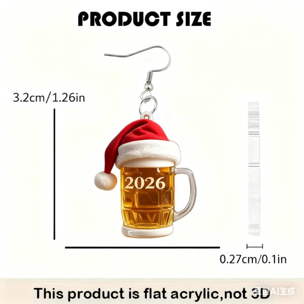 Wholesale 2026 Christmas Beer Mug Earrings
