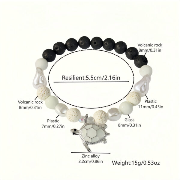 Wholesale Luminous Silver Turtle Shaped Colored Volcanic Stone Bracelet