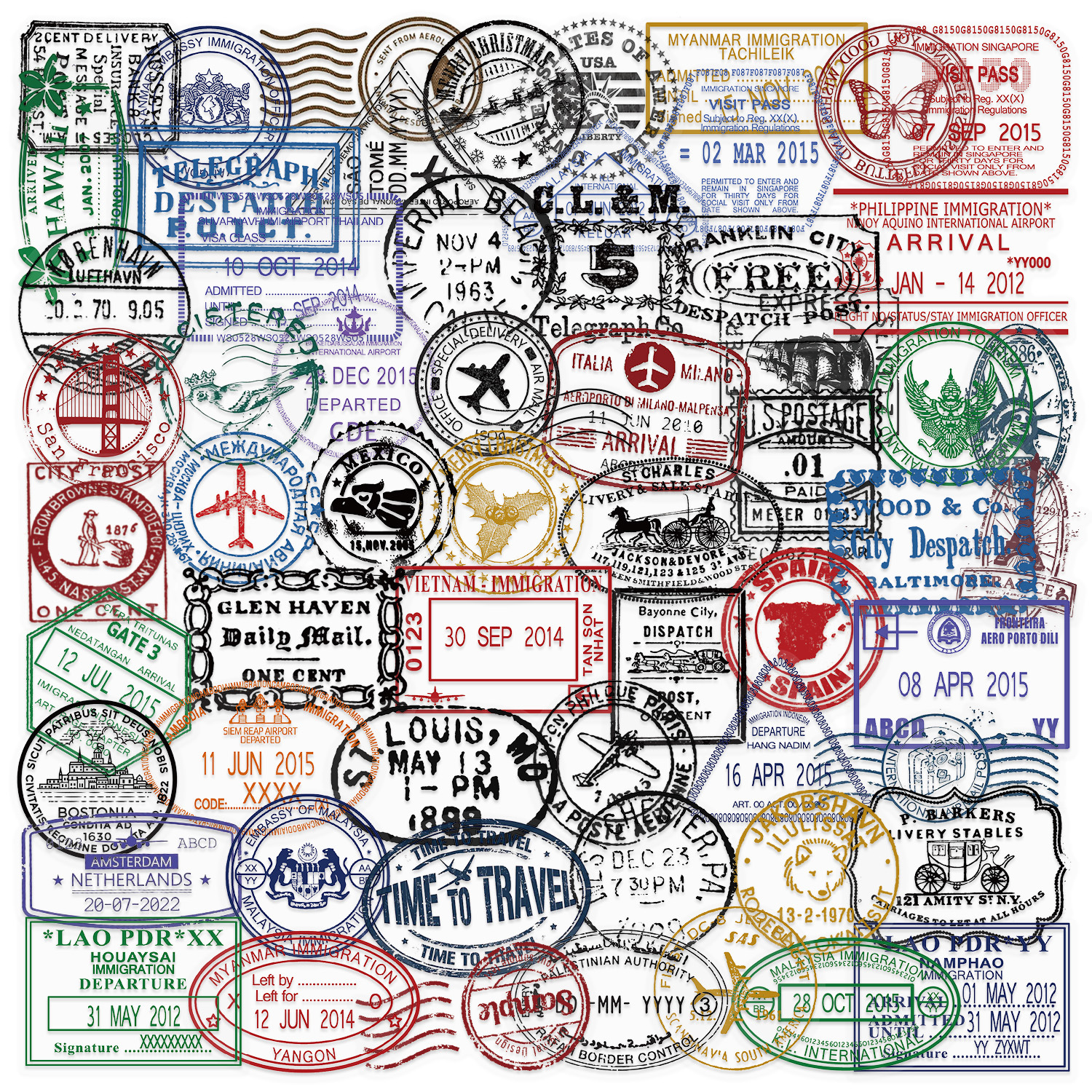 Wholesale transparent vintage stmark stickers Waterproof Vinyl Stickers