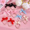 Wholesale Sweet bowknot ribbon pearl heart earrings