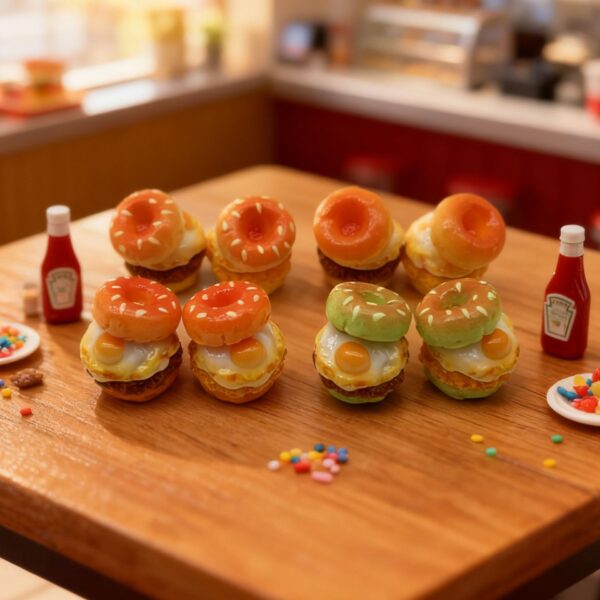 Wholesale Simulated Donut Egg Burger Miniature Food Toy Mini Burger