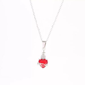Silver necklace (red)