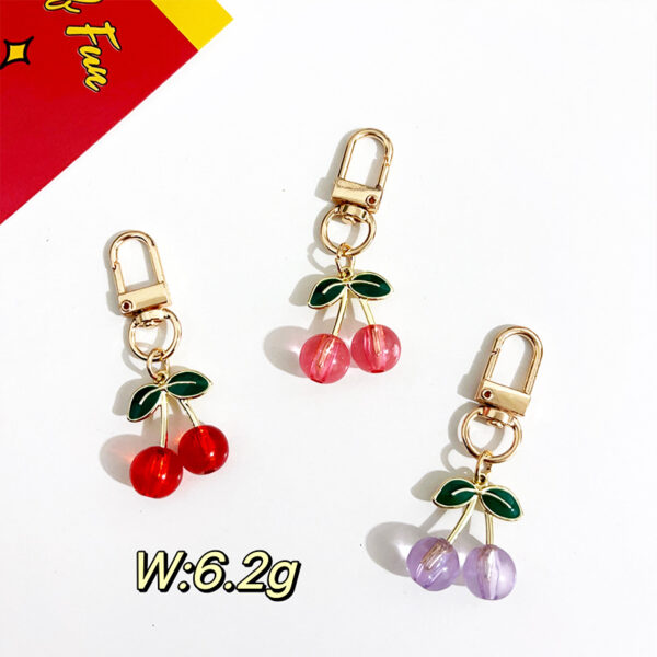 Wholesale Red cherry pendant fruit key metal keychain