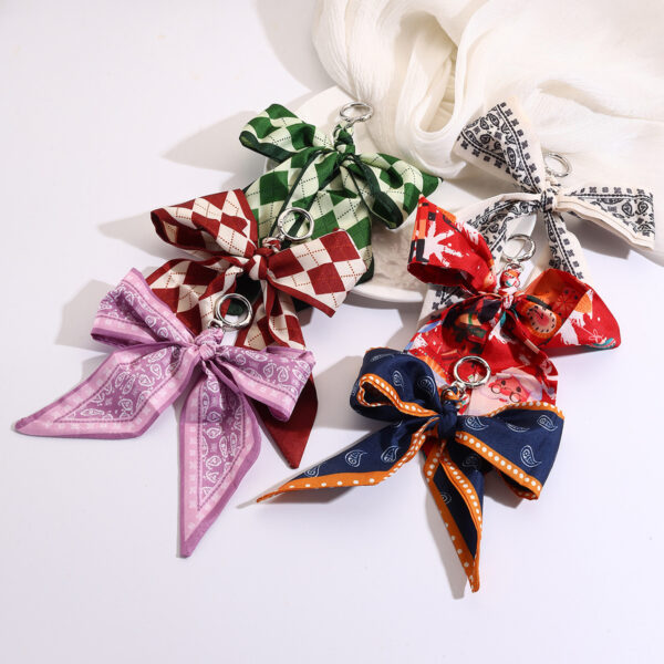 Wholesale Woven Knotted Bow Silk Scarf Keychains