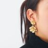 Wholesale ZA European and American Exaggerated Flower Shape Earrings Rose Earrings with Diamond Multi-layer Simple Fashion Holiday Style Cross-border Supply