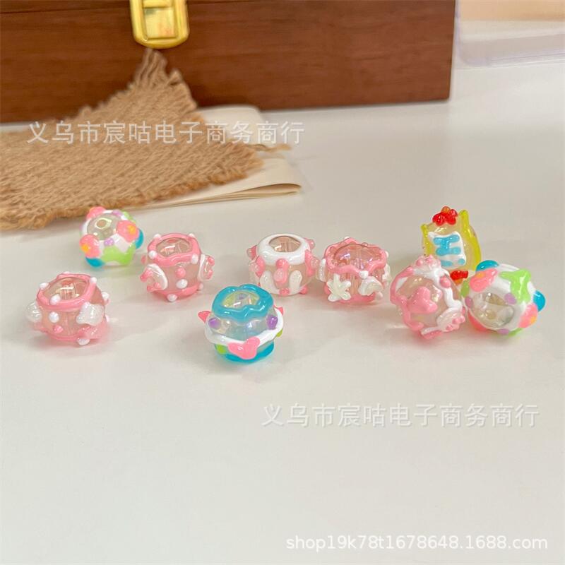 Wholesale Luminous 16mm hand-painted through-hole loose beads diy beaded mixed necklace mobile phone chain pendant string pen jewelry aessories