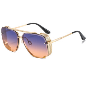 Gold frame, blue on top, yellow on bottom