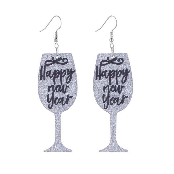 Wholesale Cross-Border Amazon Supply New Year's Celebration New Year's Eve Fireworks 2026 Sweet Cool Style Glitter Acrylic Earrings