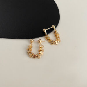 Gold square chain earrings