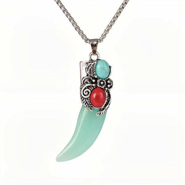 O1CN014iJXtj2IVKiSLSzmG_3919529291-0-cib Wholesale Turquoise Luminous Wolf Tooth Stainless Steel Chain Men's Pendant