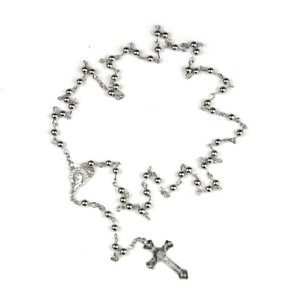 Wholesale 5mm silver prayer bead cross pendant necklace