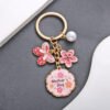 Wholesale Oil opping Pink Butterfly Flowers Pearl MOTHER'S DAY Keychain Jewelry Pendant Mother Holiday Gift