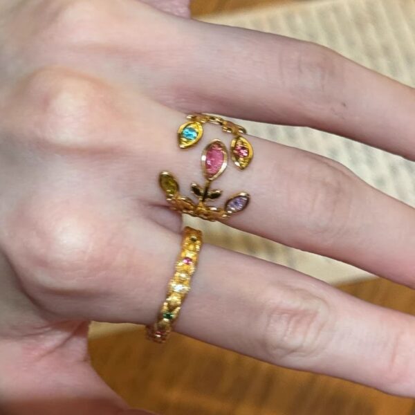 Wholesale Vintage floral branch open ring stackable gold index finger ring