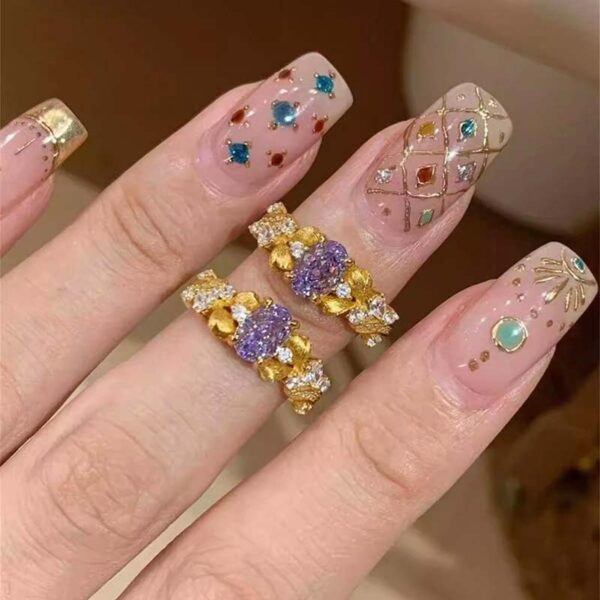 Wholesale Bauhinia Flower Ring Zircon Adjustable Open Ring Trendy