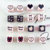 Wholesale 10pcs 14mm printed black and pink love bow flower square acrylic beads