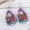 Wholesale Leopard Print Colorful Water Drop Wooden Double-Sided Earrings