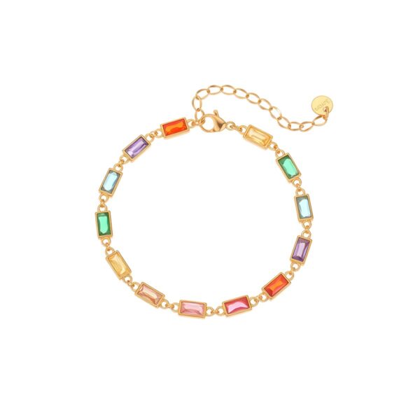 Wholesale Colorful Zircon Exquisite Stainless Steel Bracelet Light Luxury Jewelry